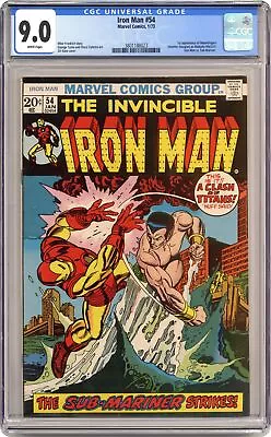 Buy Iron Man #54 CGC 9.0 1973 3801188023 1st App. Moondragon • 675.59£