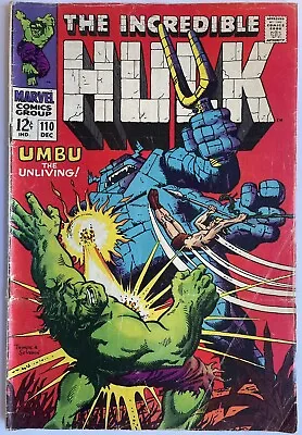 Buy Incredible Hulk #110 (1968) Ka-Zar Appearance 1st UMBU • 14.95£