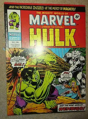 Buy Marvel Comics 1974 Mighty World Hulk 196 VFN+ Near Mint Avengers 8.5 9.0 • 69.99£