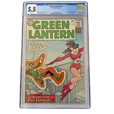 Buy Green Lantern 16 (1962) CGC 5.5 1st Silver Age Star Sapphire! White Pages 🤩 • 320.24£