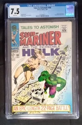 Buy Tales To Astonish Sub-Mariner And The Incredible Hulk Marvel Comic #100 CGC 7.5 • 107.40£