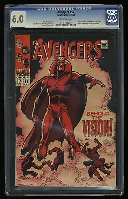 Buy Avengers #57 CGC FN 6.0 Off White 1st Appearance Vision! Buscema Cover! • 303.02£