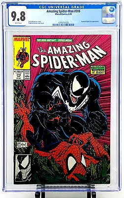 Buy Amazing Spider-Man #316 CGC 9.8 WP Venom Black Cat McFarlane 1989 NEW CLEAR CASE • 409.71£
