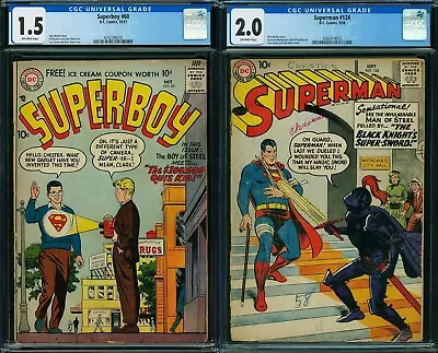 Buy Superboy #60 & Superman #124 CGC SA DC Lot ($100k Quiz Kid & Black Knight App) • 86.96£