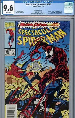 Buy Spectacular Spider-Man #202 (1993) Marvel CGC 9.6 White Venom Carnage • 31.31£