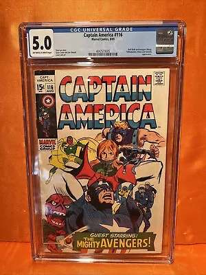 Buy Captain America #116 CGC 5.0 Red Skull, Vision, Avengers! Silver Age! • 47.29£