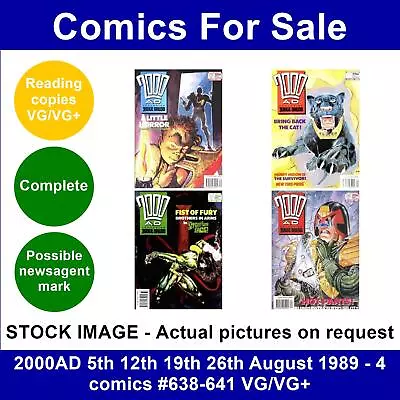 Buy 2000AD 5th 12th 19th 26th August 1989 - 4 Comics #638-641 VG/VG+ • 4.99£