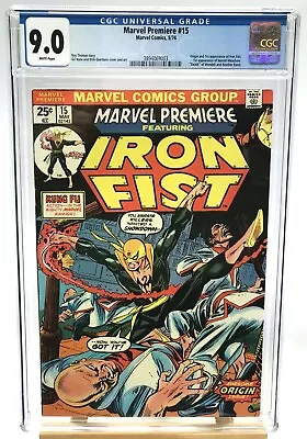 Buy Marvel Premiere #15 CGC 9.0 WP Bronze Age 1974! 1st Appearance Iron Fist MCU 🔑 • 397.16£