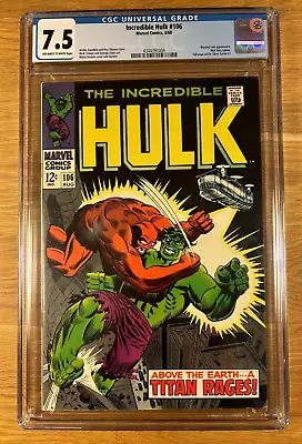 Buy Incredible Hulk #106, (1968), CGC 7.5 • 118.59£