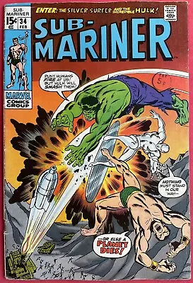 Buy Sub-Mariner #34 (1971) Prelude To 1st Defenders Story Namor/Hulk/Silver Surfer • 37.95£