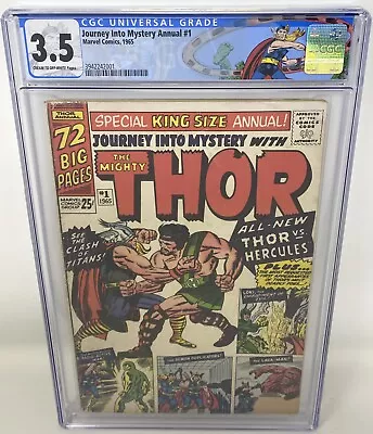 Buy 1965 CGC 3.5 Journey Into Mystery Annual #1 Thor 1st App Hercules / Zeus Comic • 167.60£