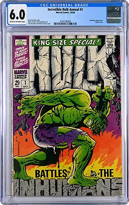 Buy Incredible Hulk Annual #1 CGC 6.0 1968 Classic Jim Steranko Cover Key Book!I • 252.02£