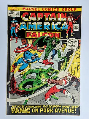 Buy Captain America #151 (1972) Mr. Hyde, Scorpio, Buscema Cover Marvel VFN- • 12.61£