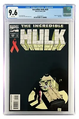 Buy Incredible Hulk #420 Death Of Jim Wilson CGC NM+ 9.6 White Pages 4033619017 • 63.54£