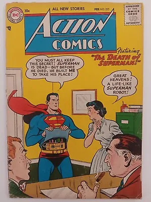 Buy Action Comics # 225 Death Of Superman Story DC 1957 Silver Age 10 Cent • 47.29£