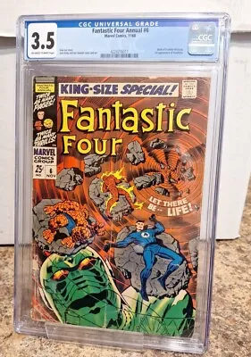 Buy Fantastic Four Annual #6 CGC 3.5 1968 1st Appearance Franklin Richards OWW PGS! • 87.38£