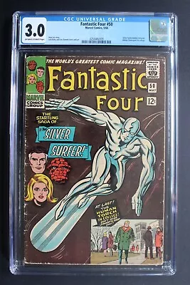 Buy Fantastic Four 50 1st Full SURFER-c 1966 3rd GALACTUS Inhumans LEE Kirby CGC 3.0 • 156.68£