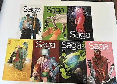 Buy Saga #1-7 Very Low Grade 2nd Print Issue 1 Image Comics *see Pics* • 110£