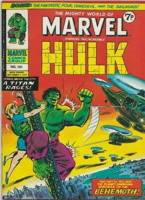 Buy MIGHTY WORLD OF MARVEL UK #101 1974 Sep Hulk Inhumans Daredevil • 4£