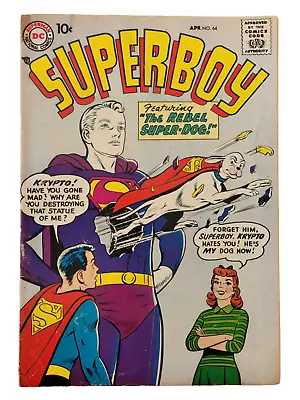 Buy Superboy #64 March 1958 DC Comics Superman GD+ / GD/VG RAW VINTAGE SUPER-DOG! • 50.55£