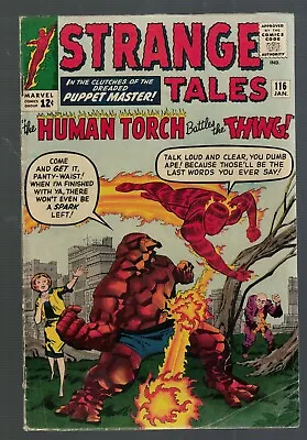 Buy MARVEL Strange Tales 116  1964 VG 4.0 Thing Battles Human Torch • 59.99£