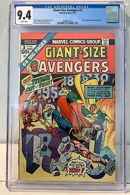 Buy Giant-Size Avengers 3 CGC 9.4 White Pages, Feb 1975 • 180£