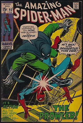 Buy Marvel Comics AMAZING SPIDER-MAN #93 Prowler First Arthur Stacy 1971 FN! • 38.74£