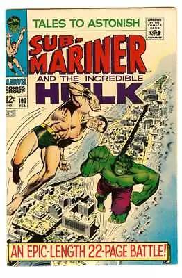 Buy Tales To Astonish #100 8.5 // Classic Battle Of The Hulk Vs The Sub-mariner 1968 • 162.05£