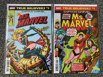 Buy TRUE BELIEVERS - CAPTAIN MARVEL - MS MARVEL Job Lot Of 2 Comics - B&B - UK • 0.99£