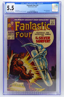 Buy Fantastic Four #55 - CGC 5.5 - Stan Lee / Jack Kirby - Thing Vs Silver Surfer • 100£