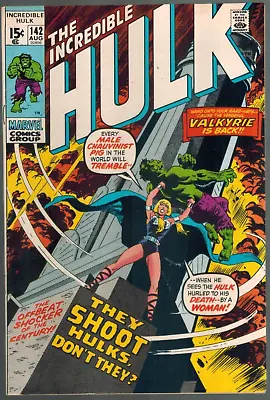 Buy The Incredible Hulk 142 Vs Valkyrie And The Enchantress!  VF- 1971 Marvel • 55.93£