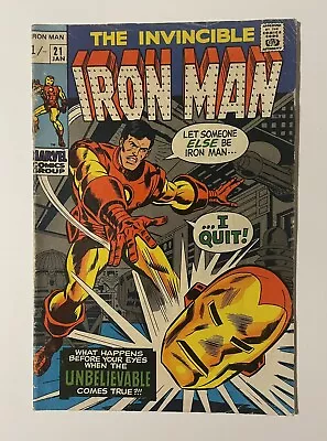 Buy Iron Man #21. Jan '70. Marvel. Vg. 1st Bronze Age! 1st App Eddie March! Uk Price • 30£