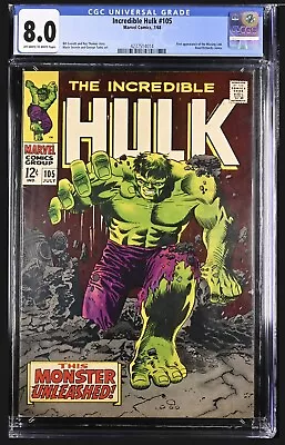 Buy Incredible Hulk 105 CGC 8.0 Marie Severin Cover 1968, Original Hulk Series • 159.10£