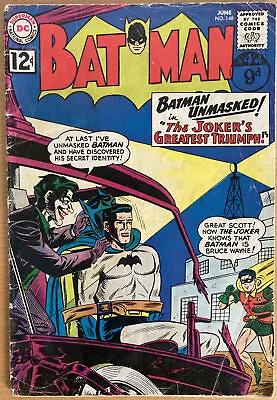 Buy Batman #148 June 1962 Classic Silver Age Joker Appearance “Batman Unmasked!” • 79.99£