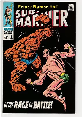 Buy Sub-Mariner #8 • 1968 Vintage Marvel 12¢ Classic Namor Vs Thing Cover 4th Vision • 4.20£