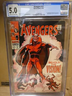 Buy Arvel Comics Avengers 57 1st App Vision 2 X  CGC 6.0 West Coast 45 9.2 Homage • 649.99£
