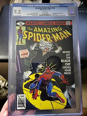 Buy Amazing Spider-Man #194 CGC 9.2 1979 1st Black Cat ASM4!! • 361.12£