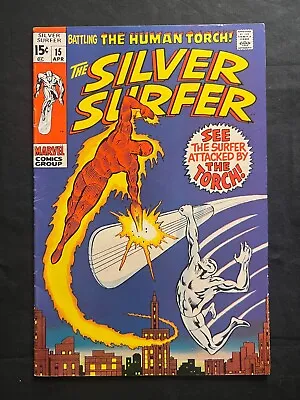 Buy Silver Surfer #15 (1970) - Human Torch Classic Cover! Buscema - FN • 47.58£