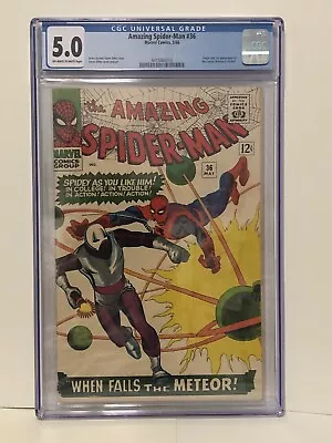 Buy Amazing Spider-Man #36 CGC 5.0 1966 1st Looter/Meteor Man Steve Ditko Gwen Stacy • 138.36£