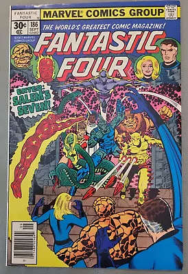 Buy Fantastic Four #186 1977 Key Issue Newsstand 1st Team App Of Salem's Seven *CCC* • 19.19£