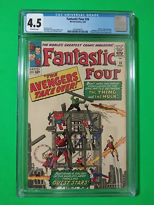 Buy FANTASTIC FOUR # 26 MAY 1964 Avengers CGC Grade 4.5 Marvel Comics • 258.19£
