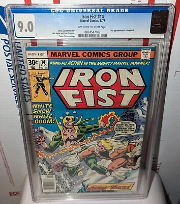 Buy Iron Fist #14 (1977) CGC 9.0 OWW - KEY 1st App. Sabretooth Old Case • 508.26£