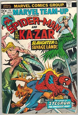 Buy Marvel Team-Up 19  1st Stegron!   Spider-man & Ka-Zar!  MVS!  1974 Good  • 7.06£