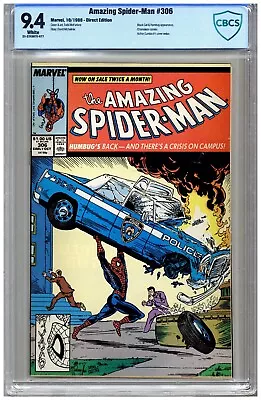Buy Amazing Spider-Man # 306  CBCS   9.4   NM  White Pgs  10/88  Black Fox & Humbug • 79.03£
