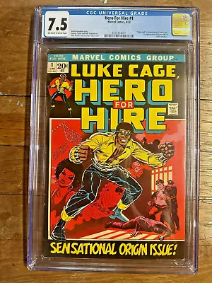 Buy Wow! Luke Cage Hero For Hire #1 Cgc 7.5 Vf+ White Pp 1st App Origin Marvel 1972! • 475.52£