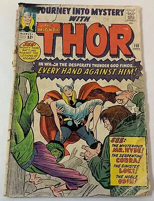 Buy 1964 Marvel JOURNEY INTO MYSTERY #110 Mighty Thor ~low Grade,missing Pin-up Page • 7.96£