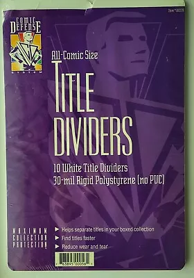Buy Comic Book White Title Dividers W/ Tabs Set Of 10 NEW 90's Comic Defense Stock • 7.60£