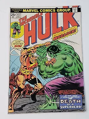 Buy The Incredible Hulk 177 Hulk Vs Adam Warlock Bronze Age 1974 MVS Intact • 24.32£