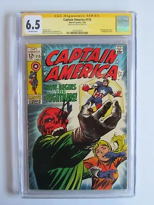 Buy Captain America 115 CGC 6.5 SS Signed By Stan Lee Red Skull App 1969 • 434.83£
