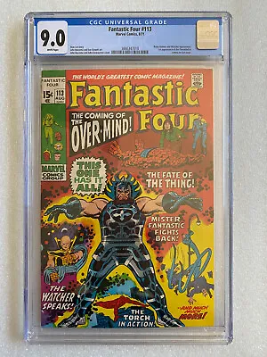Buy Fantastic Four #113 CGC 9.0 White Pages! 1st Overmind App, Bruce Banner, Watcher • 160.86£